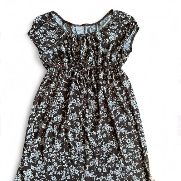 Y2K Babydoll Brown Floral Tunic Top - Picture 3 of 8